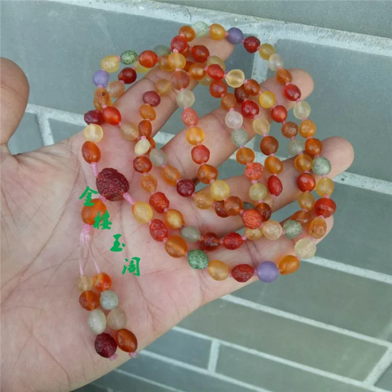 Jewelry Rare Small Particles Alashan Gobi Raisin Sugar Heart Agate Tendon Stone Necklace Bracelet