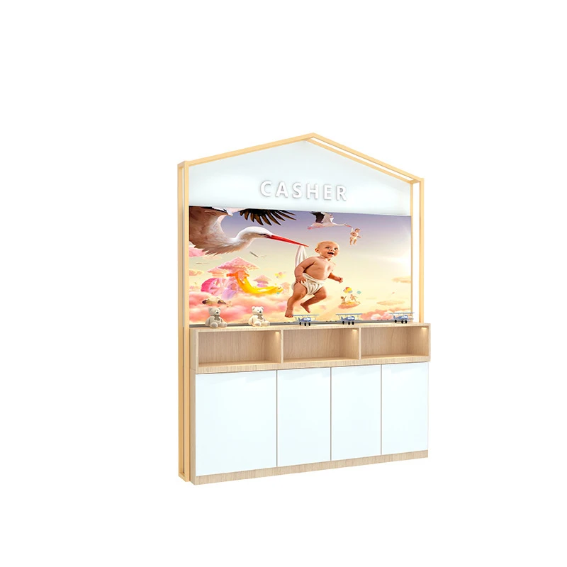 custom.Custom Supermarket Shopping Mall Maternity and Formula Store Cashier Counter Wooden Combination bar Counter