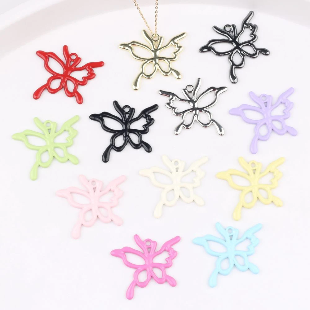 10PCS Cute Hollow Out Butterfly Shape Pendant Charms Jewelry Making Accessories Handmade DIY Bracelets Earring Ornaments Fashion