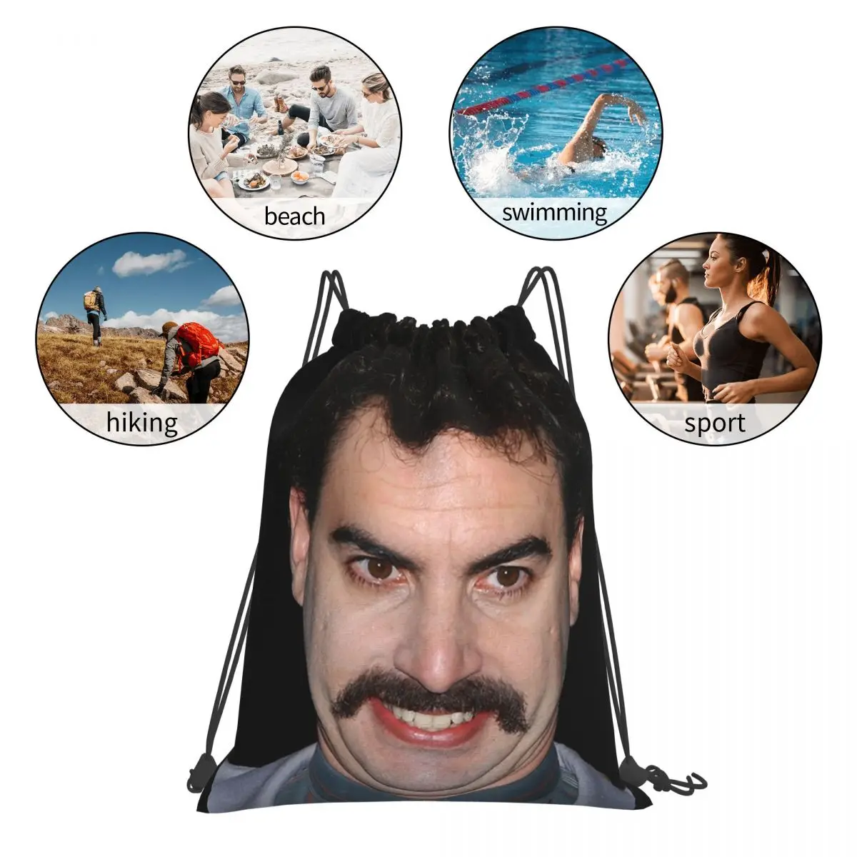 Herren Lustige Borat Geschenke Rucksäcke Mode Tragbare Kordelzug Taschen Kordelzug Bündel Tasche Schuhe Tasche Buch Taschen Für Mann Frau