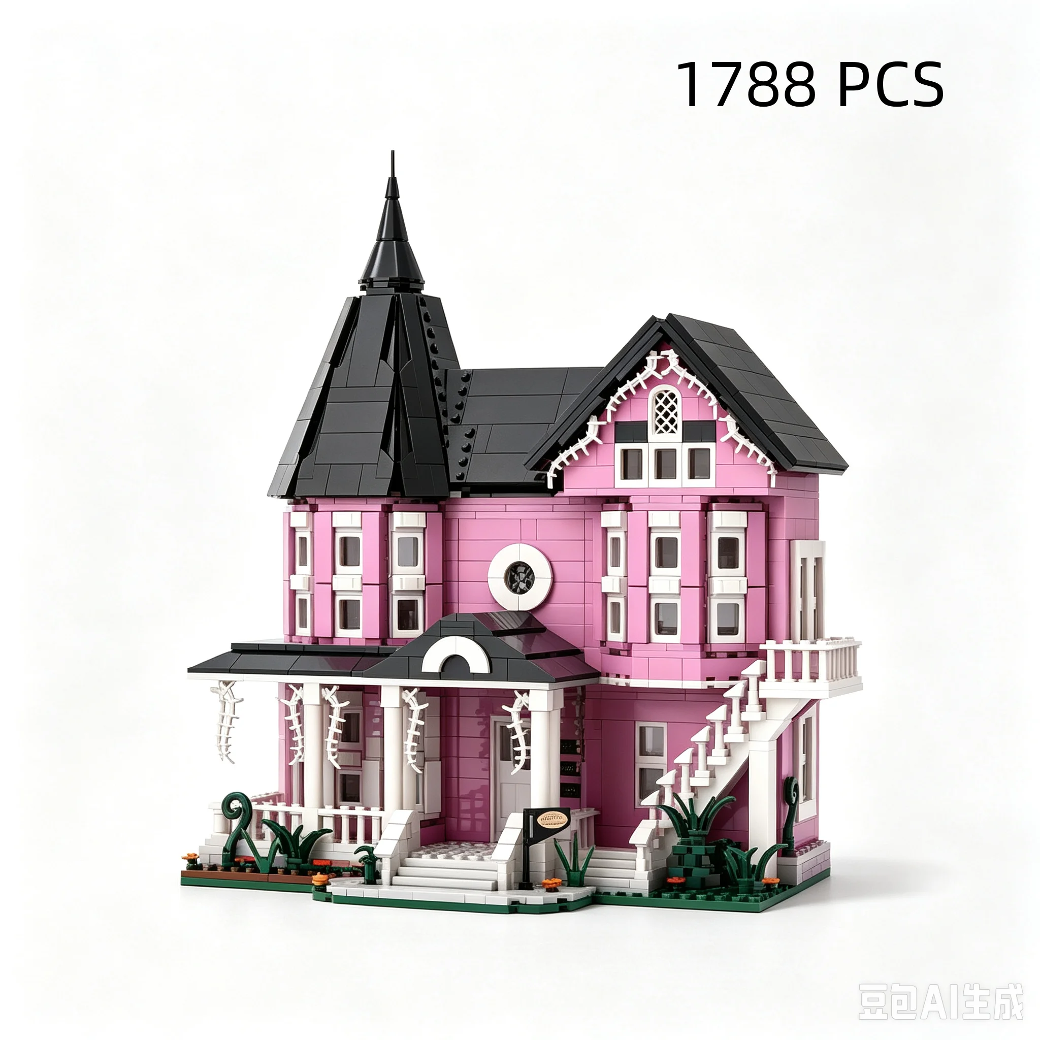 80015 Pink European Style Villa Street View Building Blocks Model DIY Assembly Bricks Educational Puzzle Toy Gift For Kids