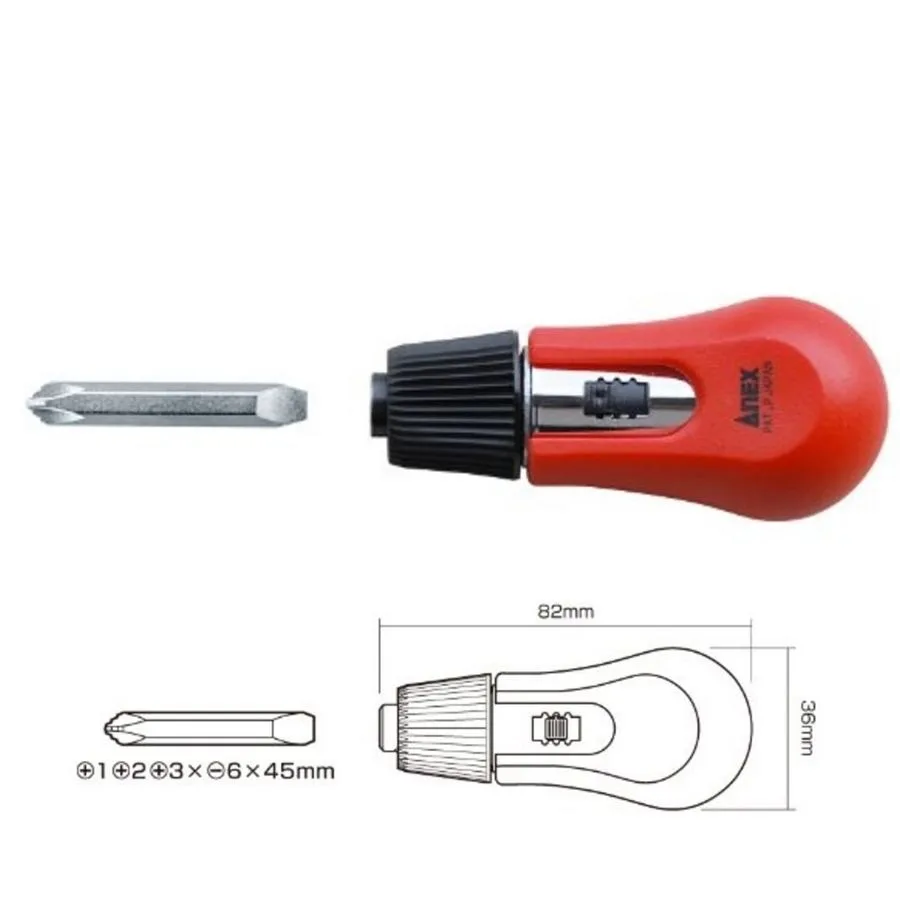 ANEX No.290 Ratchet Screwdriver for PH1/PH2/PH3/SL6 Screws Made In Japan view 3