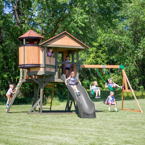 EO-Custom Wooden Kids Outdoor Playground Equipment Educational Wooden Playgrounds for Children Commercial Play Area&