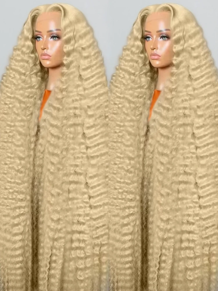30 40 inch gekleurde pruiken van echt haar Diepe golf Krullend 13x6 HD Kanten frontale pruiken 250% dichtheid 613 Honingblond 13x4 Kanten voorpruiken
