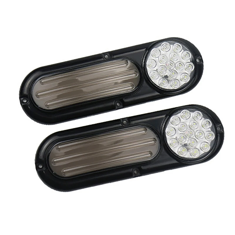 Universal LED Tail Lights para caminhão Trailer, Correndo Lâmpadas de Freio, Fluindo Turn Signals, Invertendo Luz, Fumado 90LED, DC 12-30V