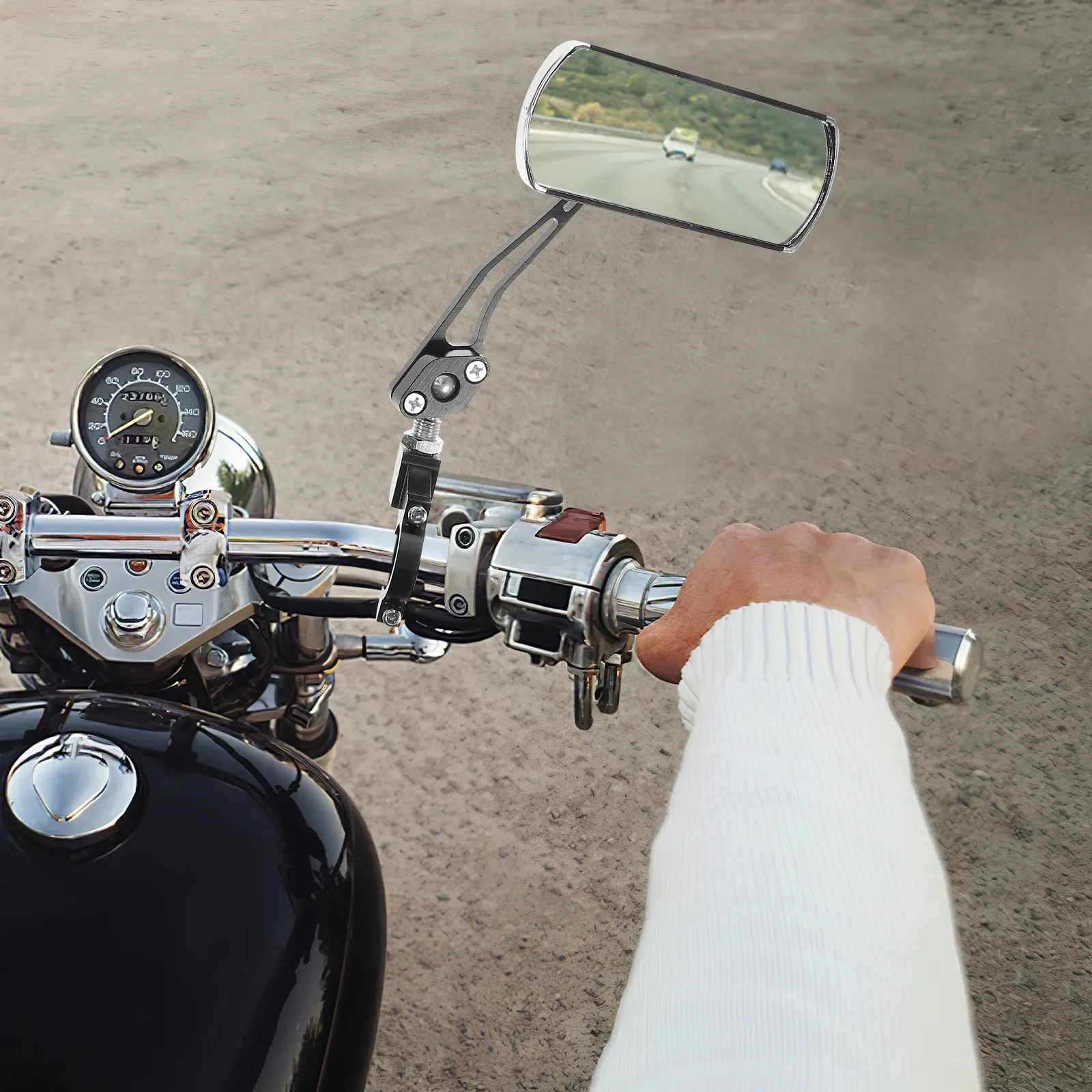 

Aluminum Alloy Electric Bike Rearview Mirror Adjustable Angle Reflective Design Easy Installation Safety Accessory