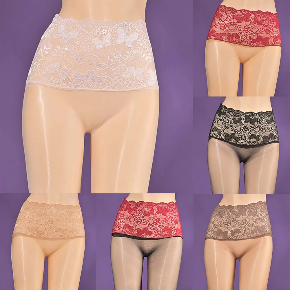 

Women Ladies Daily Shiny Seamless Crotch Stockings Thin Lace Sexy Pantyhose Intimate High Waist Medium Strecth