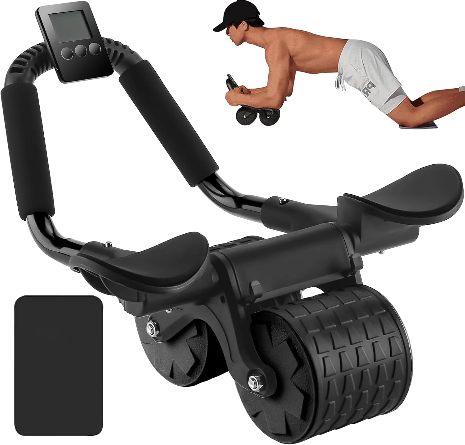 Elbow Support Automatic Rebound Abdominal Wheel Core Muscle Ab Trainer with Counter Display Fitness Exercise Roller Wheel