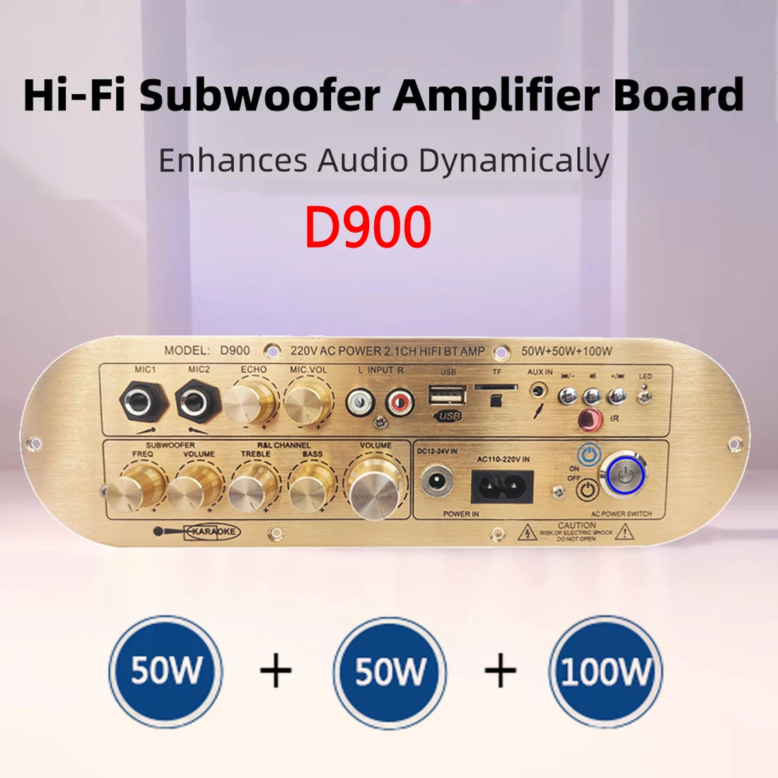 Woopker Audio Amplification Board D900 Channel 2.1 HIFI Bluetooth 5.0 50W+50W+100W Digital Media Power Amplification Board