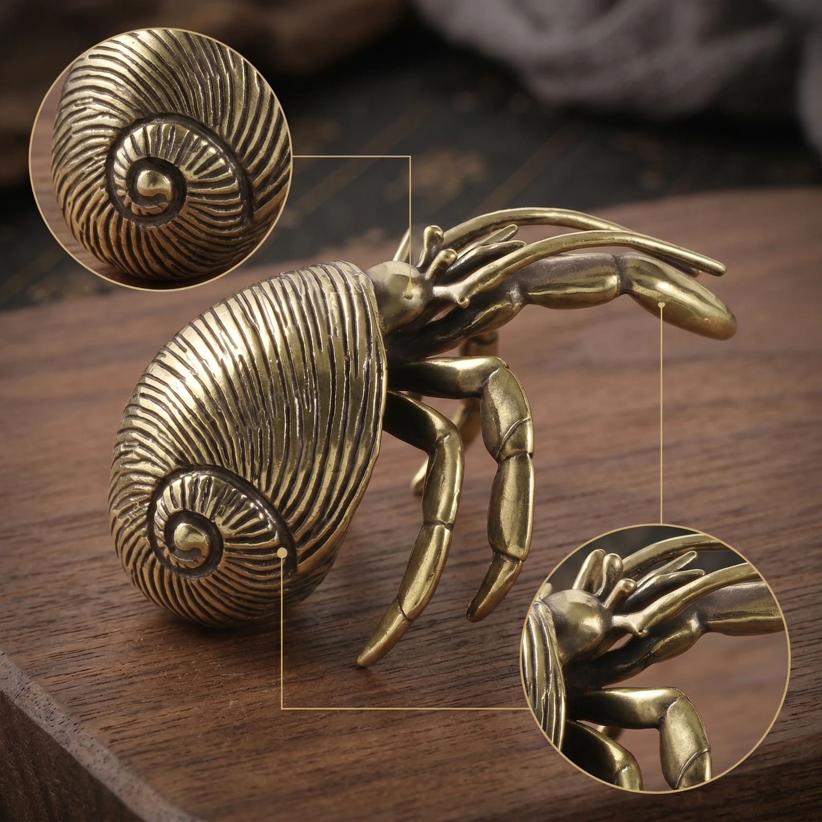 Hermit Crab Figurine Sculptural Hermit Crab Statue Tea Pet Realistic Desktop Ornament Vintage for Collectors, Desk, Shelf view 6