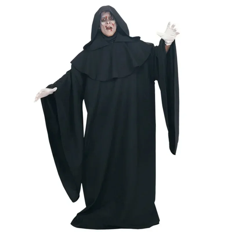 SN88 Fear Dark Demon Ghost Cosplay Costumes Adult Men Halloween Party Masquerade Clothes Scary Scream Wizard Cloak Robe Costume