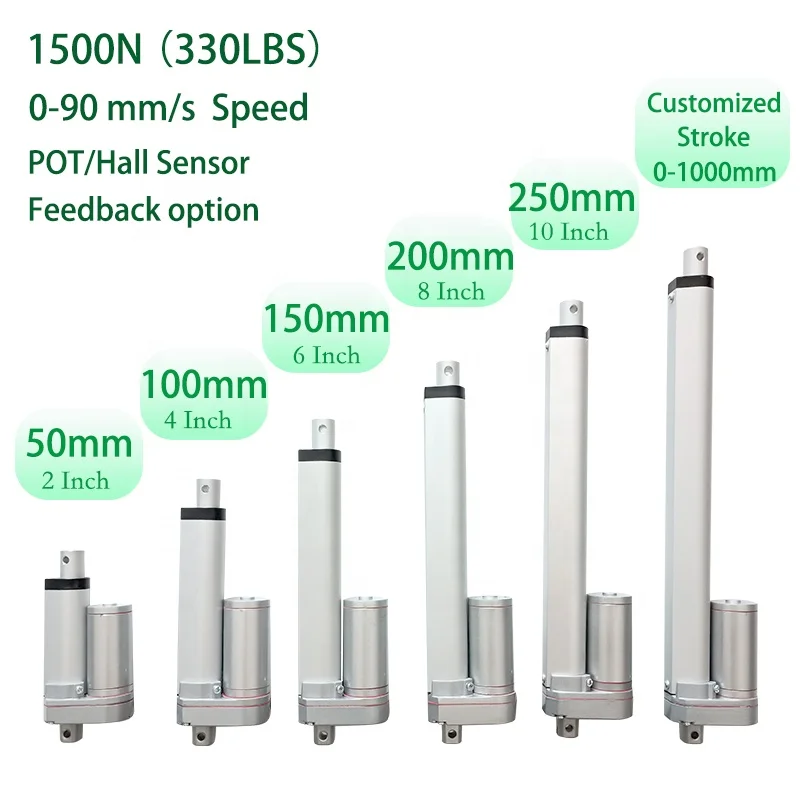 Electric 12V & 24V LA10 Model Linear Actuator Max Load 1500N Customized Stroke Options for Automated Poultry Farming