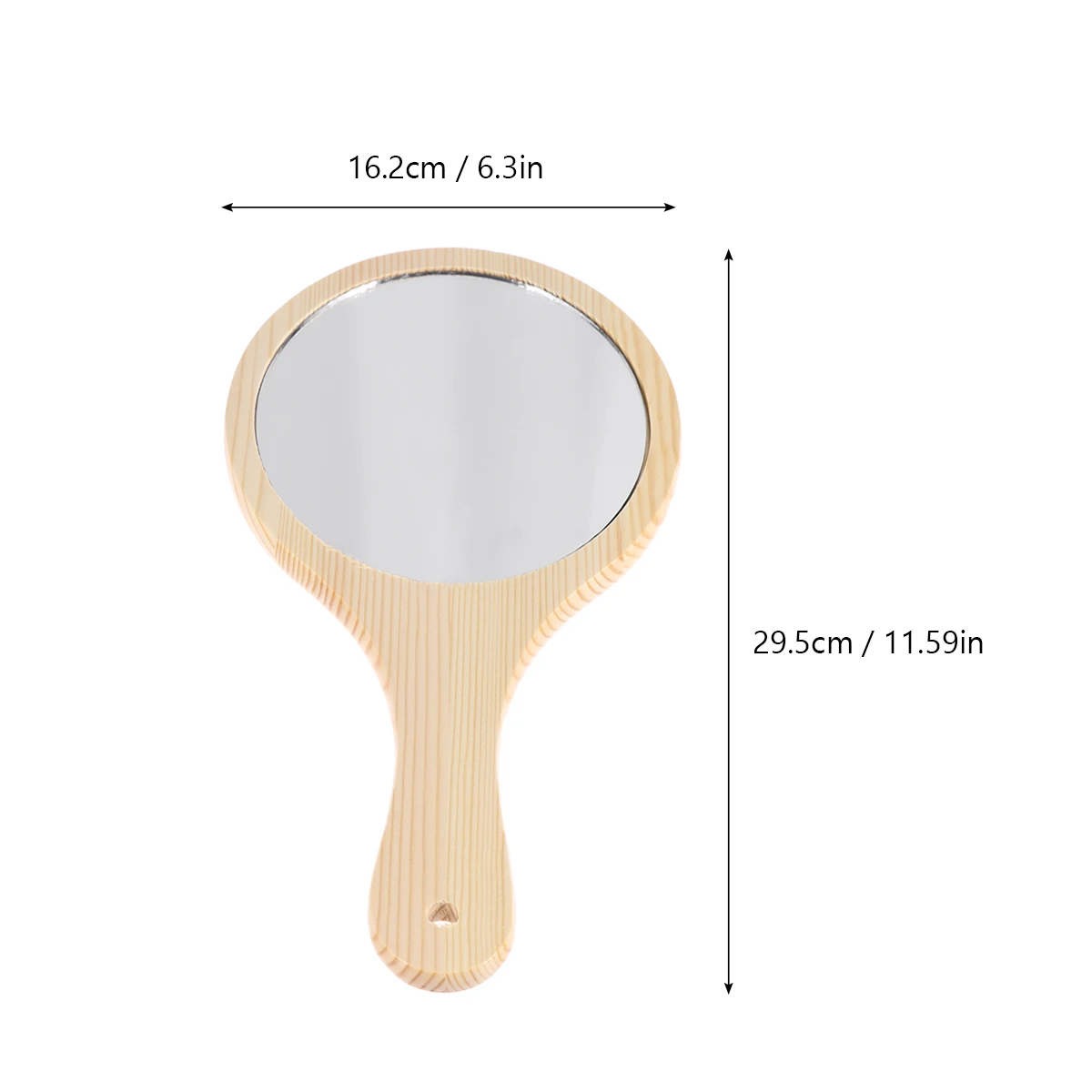 Espejo de maquillaje portátil con marco de madera, espejo compacto de mano para mujeres y niñas, vidrio transparente grande para el cuidado diario y 1 Uds.