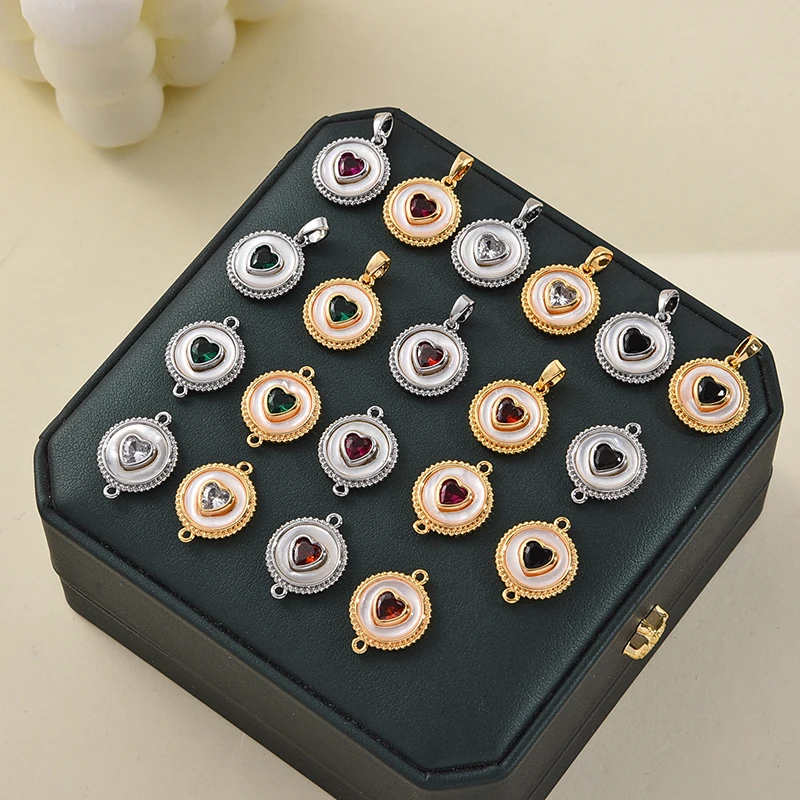 

10 шт./лот DIY смешанные ювелирные аксессуары, медь с одним двойным отверстием, зелено-красный циркон, кулон для подвесок, браслет для телефона, ожерелье