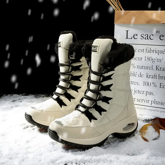 Bottes de neige épaisses à lacets pour femmes, bottes à plateforme, chaussures de travail confortables, chaussures épaisses pour femmes, haute qualité