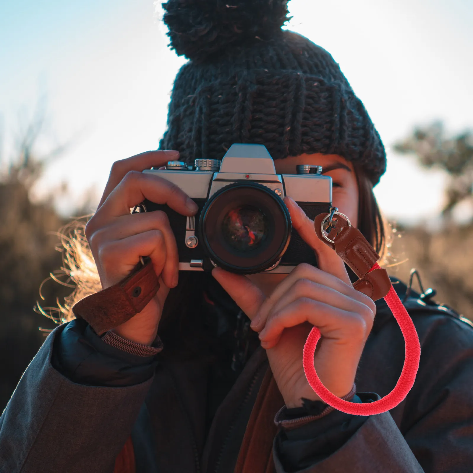 Sturdy Photo Camera Wrist Strap Cotton PU Construction Simple Elegant Design for Men Women Dslr Mirrorless Outdoor Use