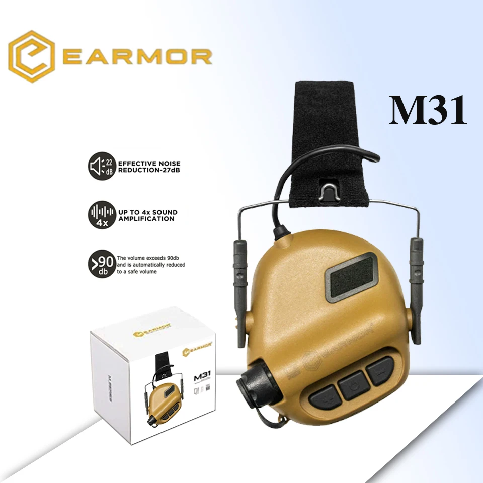 EARMOR MOD4 Tactical Headset M31 Headband Shooting Noise Canceling Hearing Protector - Coyote Brown