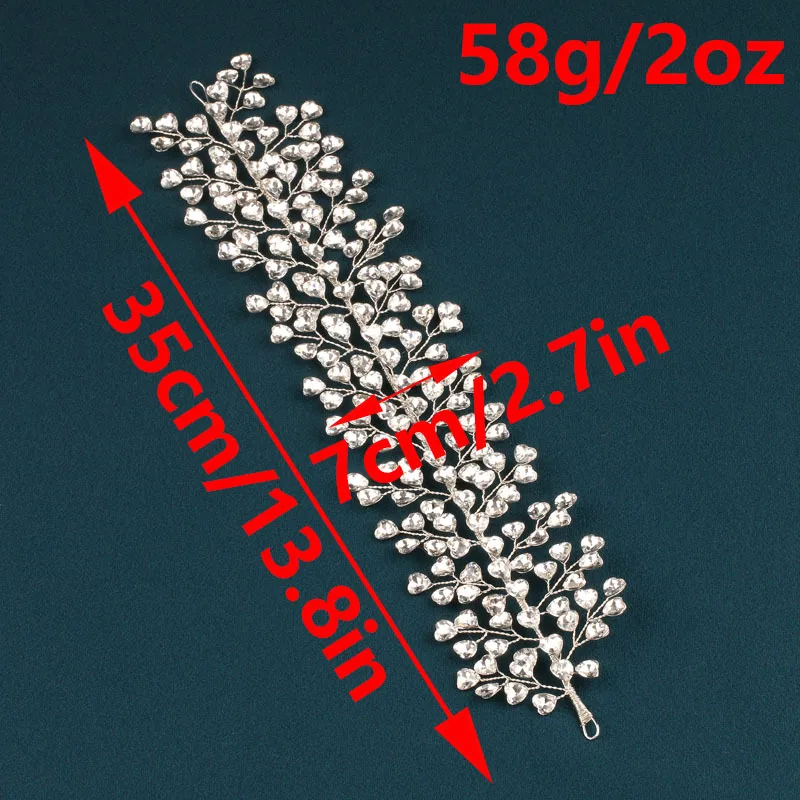 SLBRIDAL Handgefertigte Braut-Tiara mit Mehrfach-Kristallen, Strass und Perlen, Hochzeits-Kopfschmuck, Haaraccessoires für Frauen und Mädchen – Detail 4