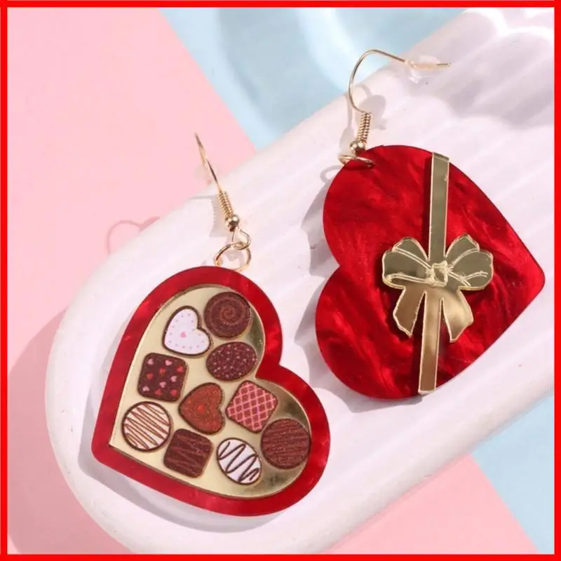 3XUA Chocolate Gift Box Earrings for Birthday and Celebration Valentine's Day Jewelry
