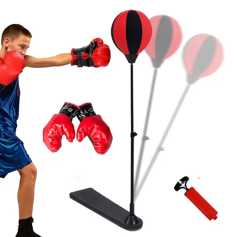 Kids Boxing Bag Height Adjustable Punching Bag With Boxing Gloves Boxing Bag Set Toy Sport Toy For 3-10 Years Old Kids