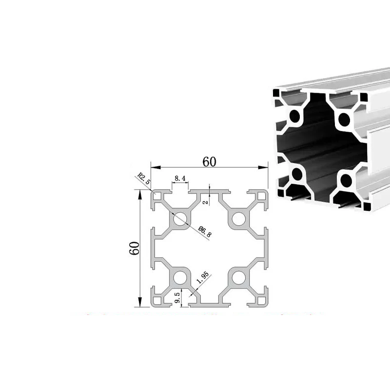 Thicken EU 6060 Aluminum Profile Black Silvery Linear Rail Extrusion CNC Framework 3D Printer Parts 100 200 300 400 500 550mm