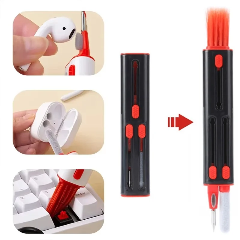 3 In 1 Earbuds Cleaner Pen Tool For AirPods Pro/3/2/1 Case Keyboard Phone Screen Brush Cleaner For Earphone Keyboard Maintenance