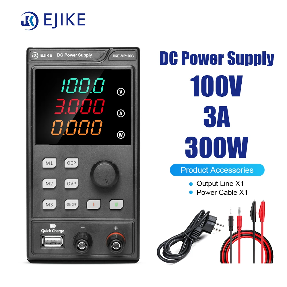 

EJIKE 100V 3A Adjustable Dc Laboratory Power Supply Equipped With USB Fast MP1003 Digital Display Stabilized Dc Power Supply
