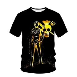 T-shirt infantil Luffy 3D estampada, blusa de meninos e meninas, manga curta, série One Piece, verão, 2024