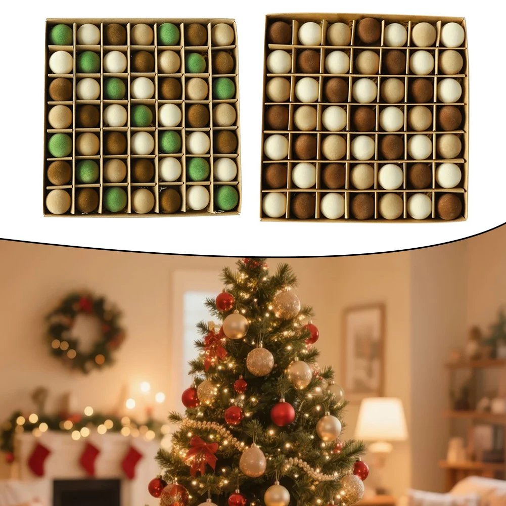 49pcs Mini Velvet Christmas Ball Ornaments With String For Homes Offices Schools Outdoor Spaces Christmas Ball Decoration