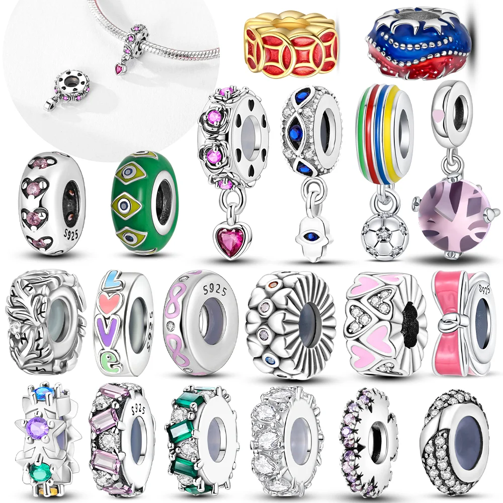 

Оригинальные подвески из стерлингового серебра 925, розовое сердце, бант, зеленый циркон, кулон, бусины, подходят для браслета, женские аксессуары, ювелирные изделия, подарок «сделай сам»