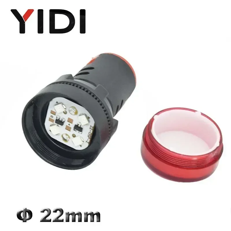 AD16-22 22mm Plastic Indicator Light 12V 24V 220V LED Pilot Lamp Red Green Blue White Yellow LED Signal Light Lamp