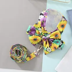 Pet Leash Set Mesh Design Dress-Up Dog Harness Leash Good Ductility Bowknot Cute Puppy Dress With Leash Puppy Supplies