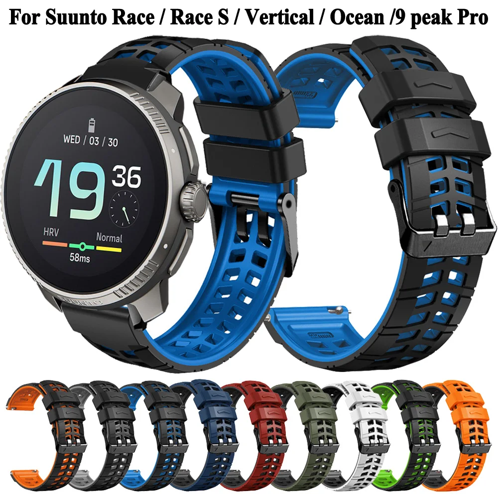 스포츠 통기성 실리콘 시계 스트랩, Suunto 레이스 S 버티컬 오션 팔찌, Suunto 5 9 피크 프로 밴드, 22mm