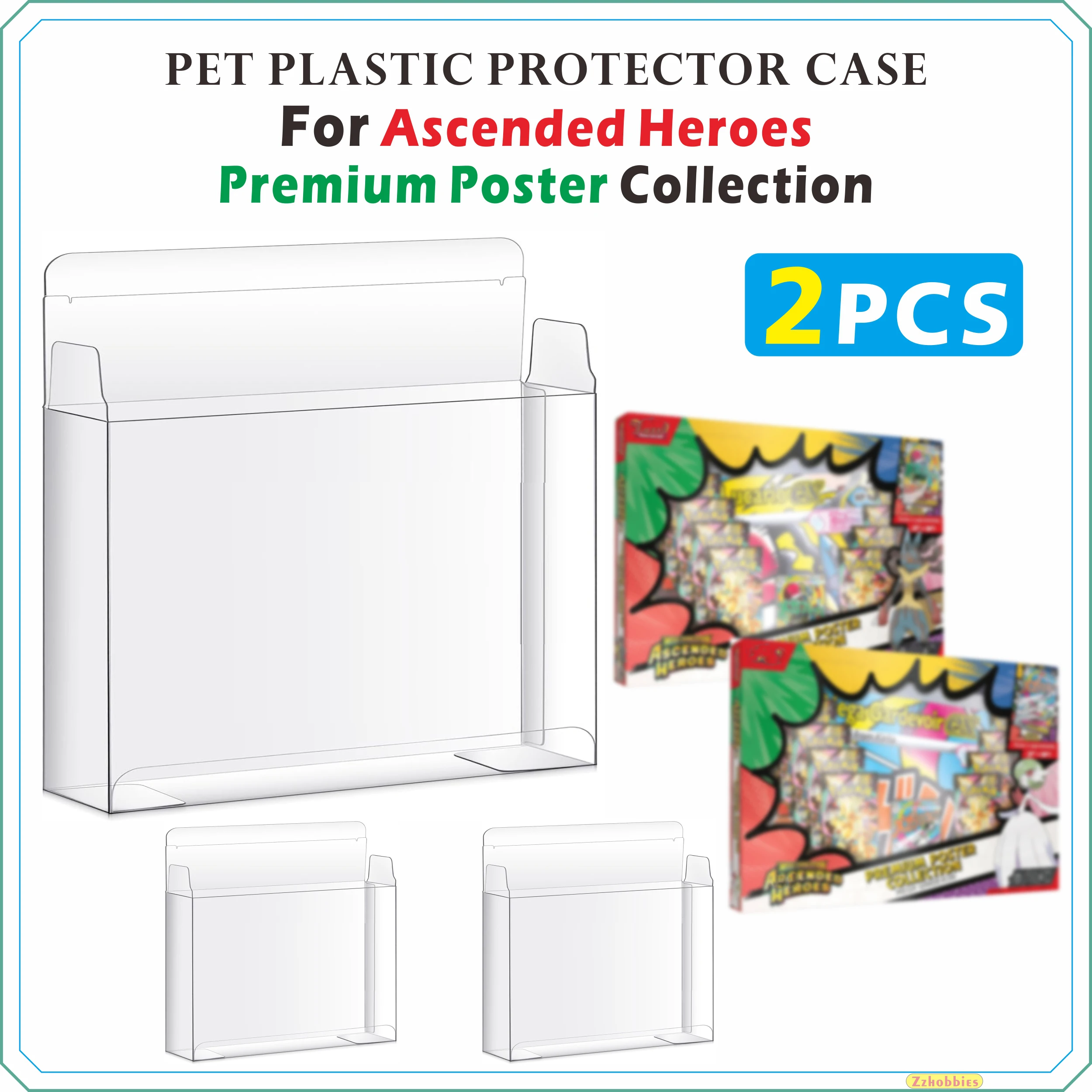 2PCS Clear PET Plastic Protector Case For Ascended Heroes Premium Poster Collection