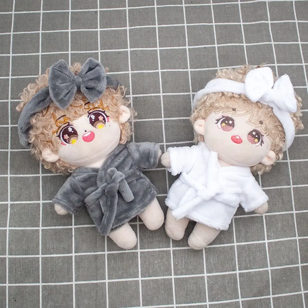 15-20CM Doll Clothes Velvet Pajamas Bow Headband Suit Plush Toys Clothing Bathrobe Cotton Stuffed Toys Idol Dolls Accessories