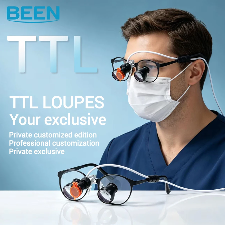 Dental TTL Loupes with 5W LED Headlight, Flip-up Orange Filter Surgical Magnifier Glasses 2.0X 3.0X for Dentist ENT Operation