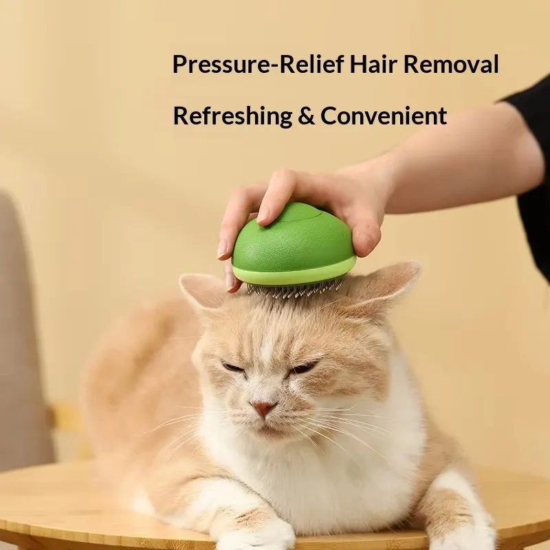 10pcs Fruit-Shaped Pet Hair Removal Comb One-Key Self-Cleaning PP Needle Comb for Cats & Dogs Wet Dry Massage Grooming