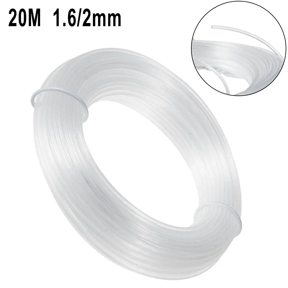 Garden Lawn Trimmer Line 20M Length 1.6mm/2.0mm Spare Nylon Line Trimmer Mowing Line White Replacement String Trimmer Parts