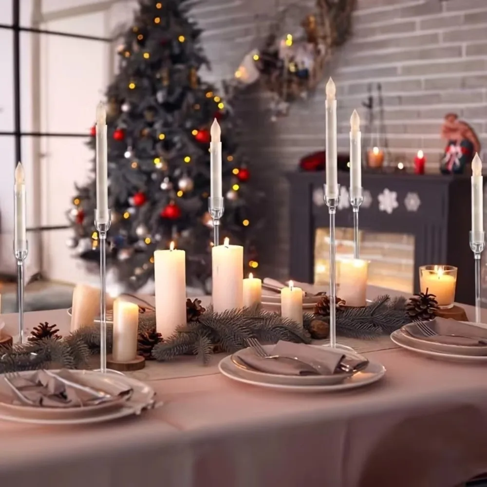 3-teiliger Klarer Acryl-Kerzenständer Tischdekoration Party-Zubehör Tisch-Kerzenhalter für Candlelight-Dinner Dekorative Kerzenständer