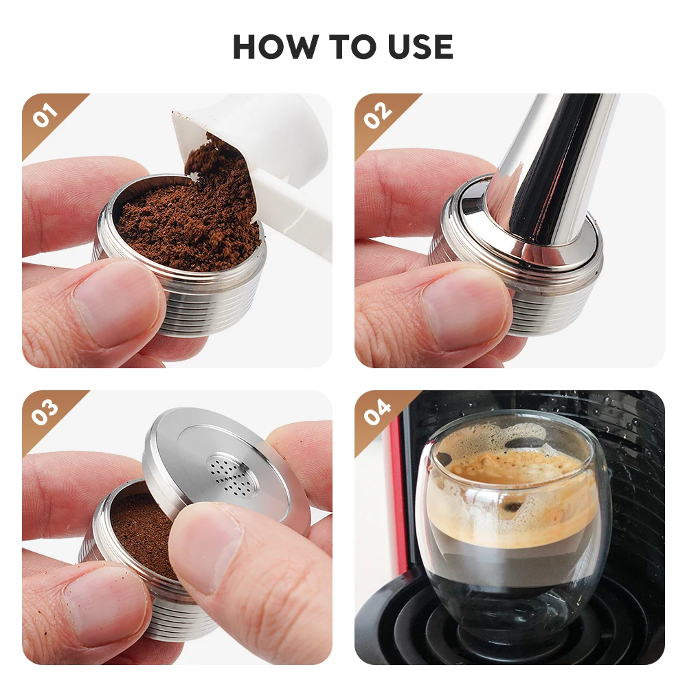 Stainless Steel Refillable Coffee Capsule Pod Reusable Coffee Filters Cup For Delta Q NDIQ7323 Machine Metal Spoon Bean Grinder