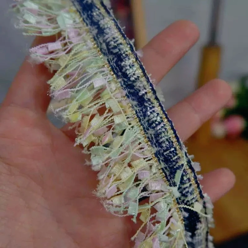 2 Yard gemischte Farben geflochtene Quasten Spitze DIY Polyester Nähen Kleidung Vorhang Heimtextilien Hochzeit Rock Kleidungszubehör – Detail 1