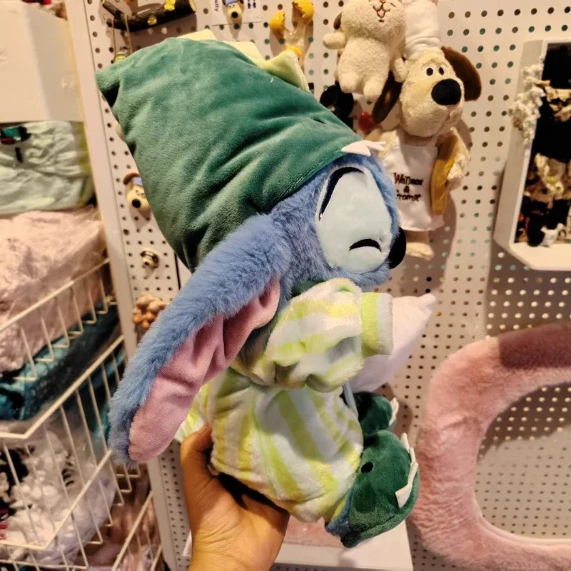 32cm Disney Dinosaur Pajamas Stitch Plush Doll Bedroom Throw Pillow Sofa Cushion Accompany Children Birthday Gift Toy