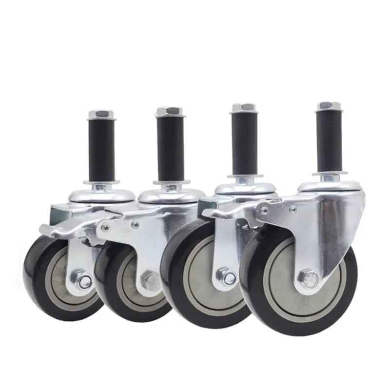 

1PC Expansion Rod Caster Universal Roller Compound Pipe Brake Wheel Straight Insert Round Pipe Dining Car Wheel Hardware Tools