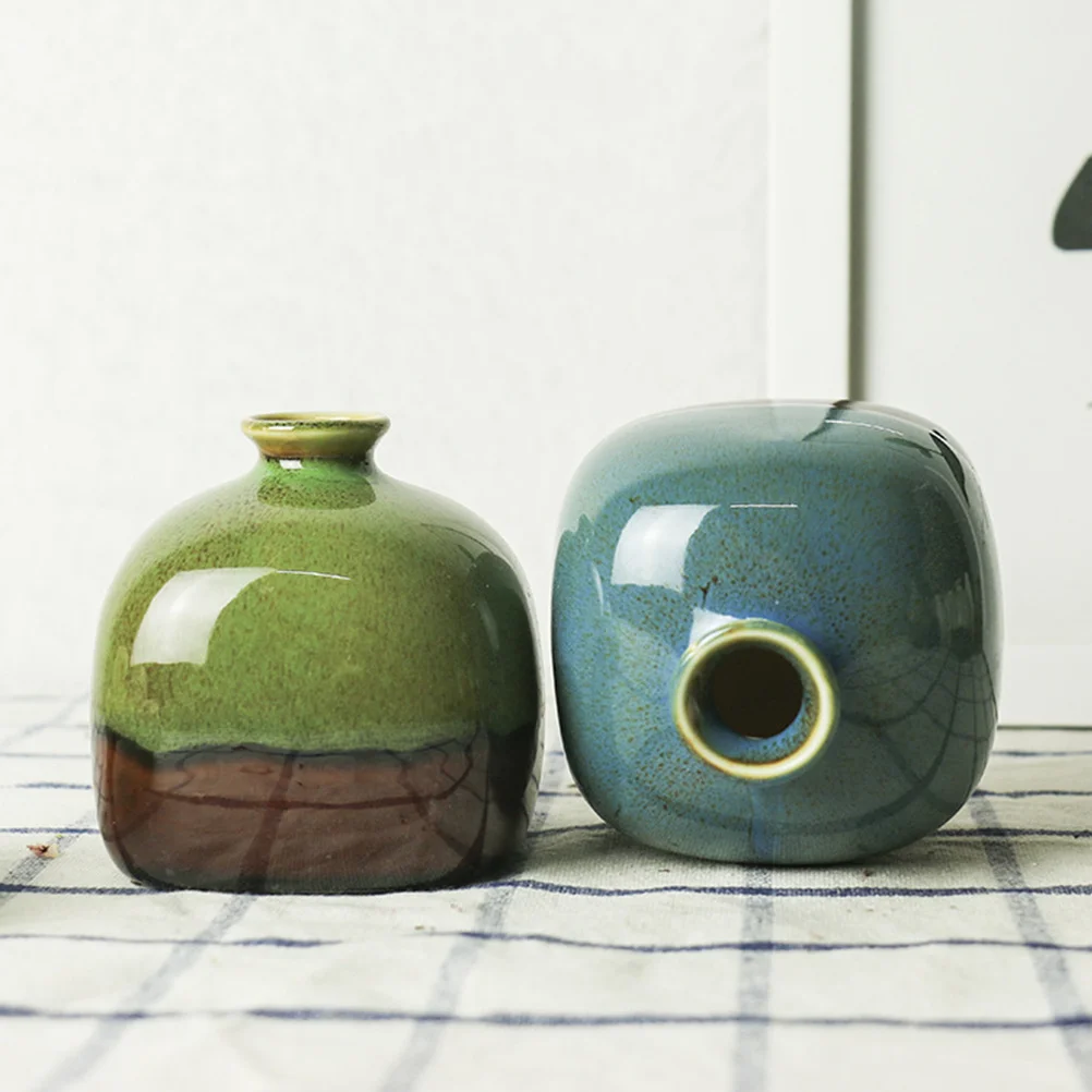 

4Pcs Mini Ceramic Flower Vase Green Plant Arrangement Stable Anti-Slip Bottom Home Decoration Bedroom Balcony Furnishing