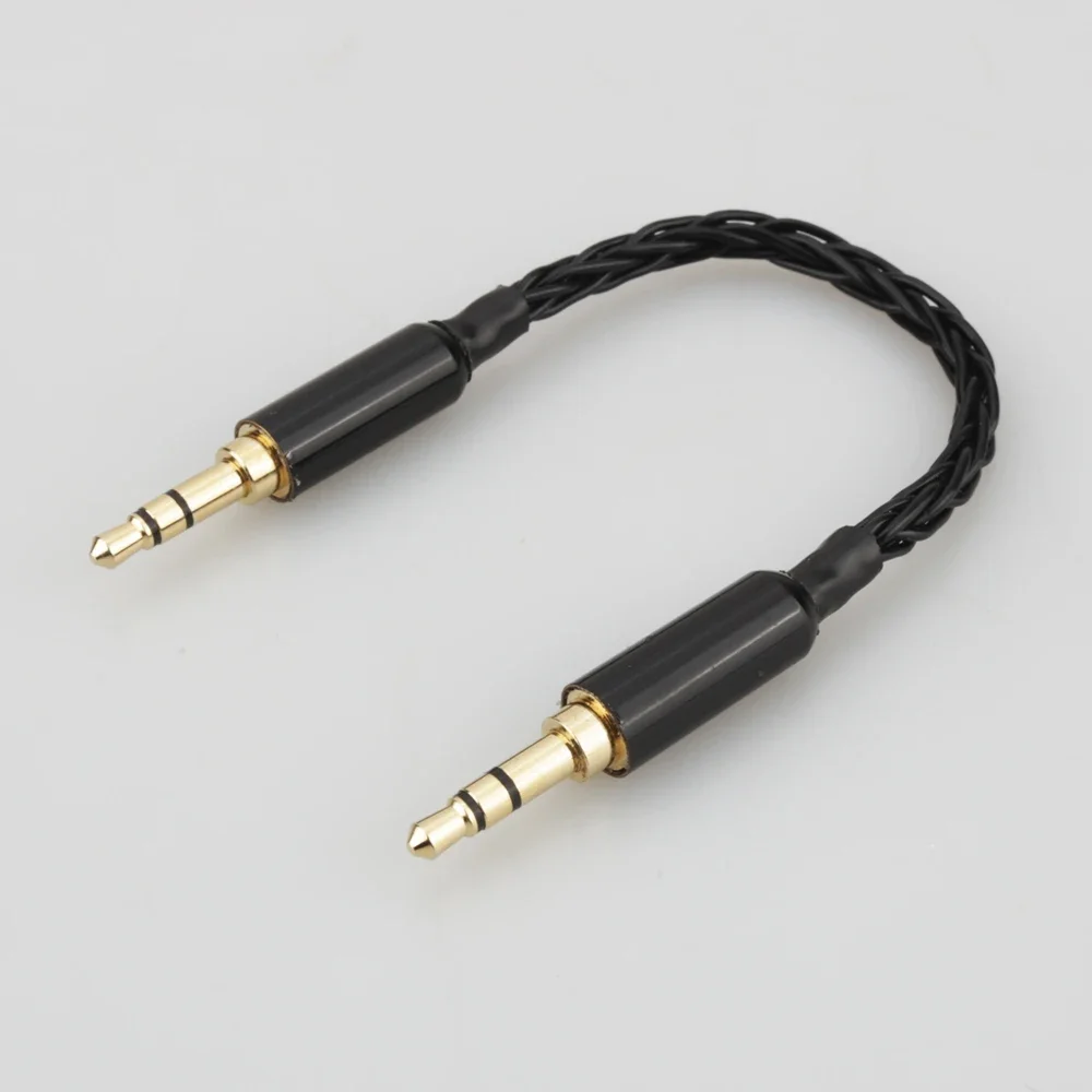 10cm Black Silver Plated 3.5mm Male to 3.5mm Male Stereo Audio Hifi Audio Cable Car AUX Wire Jump Cable