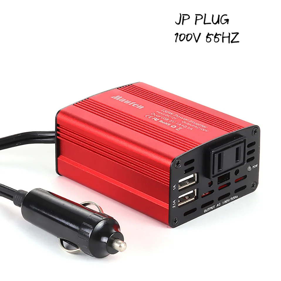 Imagem -03 - Car ac Power Inverter Adaptador de Veículo Plug Outlet com Dual Usb Carregador para Laptop Computador Conversor ac 12v 220v 110v