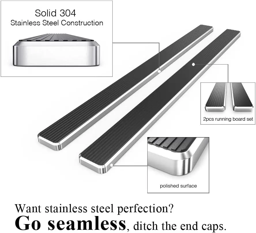 لوحات الجري مقاس 6 بوصات متوافقة مع دودج نيترو 2007-2012 304 من الفولاذ المقاوم للصدأ (قضبان جانبية للخطوات الجانبية)