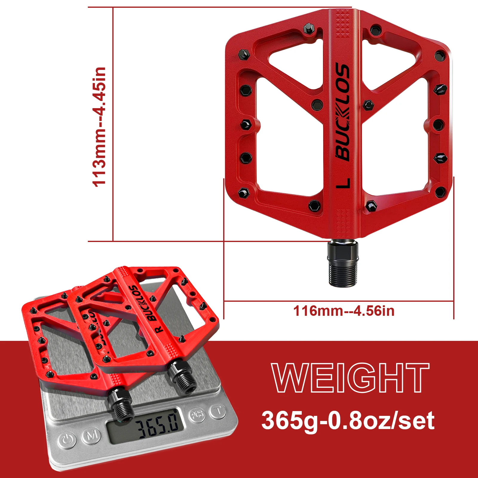 BUCKLOS Pedale DU Lager Fahrrad Pedal Plattform Ultraleicht Nylon Straße Mountainbike Pedal Rutschfeste MTB Flache Pedale Fahrrad Teil
