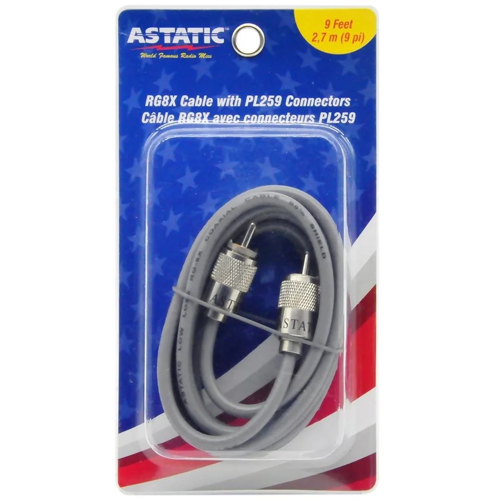 9FT RG8X Coax Cable 95% Shielded Signal Loss Protection PL259 Connectors Easy Installation Grey Jacket New