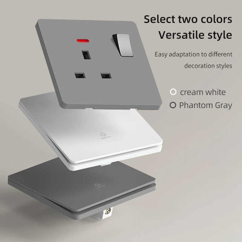 مقبس شحن سريع ذكي USB من النوع C باللون الأبيض العالمي، مآخذ طاقة مزدوجة 5 سنون، مفتاح إضاءة جداري كهربائي للمملكة المتحدة #4